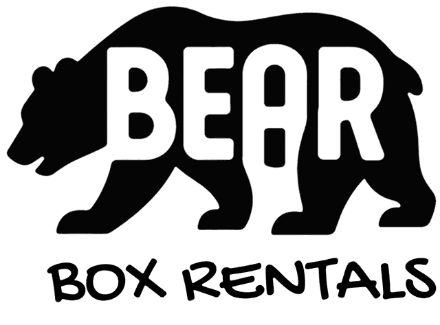 Bear Box Moving Co logo: bear silhouette with BEAR and BOX RENTALS wordmark